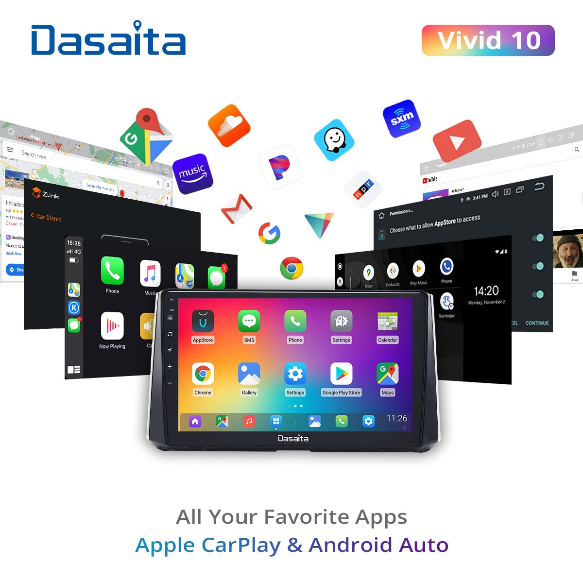 Dasaita Vivid For Toyota Corolla 2019 2020 Car stereo android Apple Carplay Android Auto Navigation IPS GPS DPS 1280*720 stereo