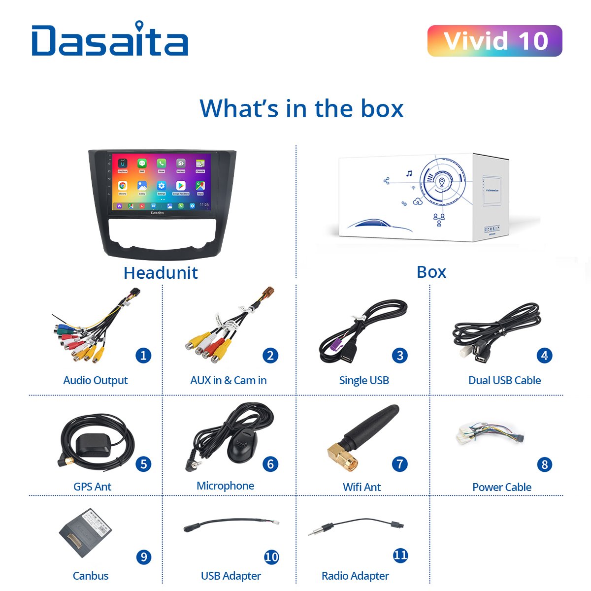 Dasaita For Renault Kadjar 2015 2016 2017 Car Radio 9inch Android 10 Player Auto Car Stereo GPS Navigation With Carplay DSP