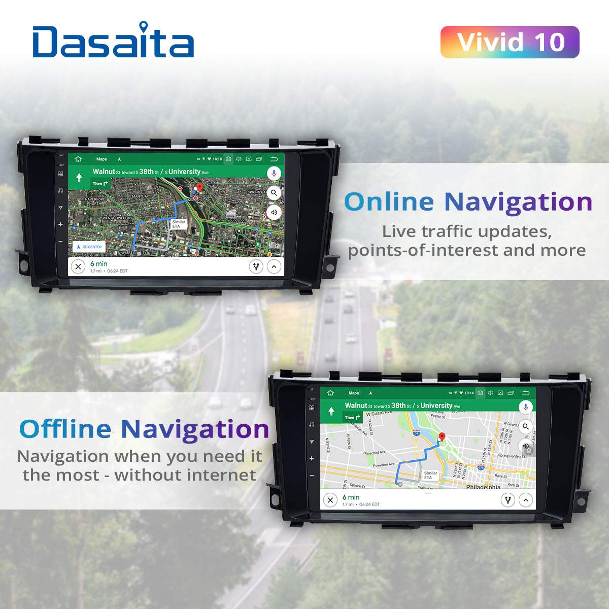 Dasaita Vivid11 Nissan Teana Altima 2014 2015 2016 2017 2018 Car Stereo 9 Inch Carplay Android Auto PX6 4G+64G Android11 1280*720 DSP AHD Radio