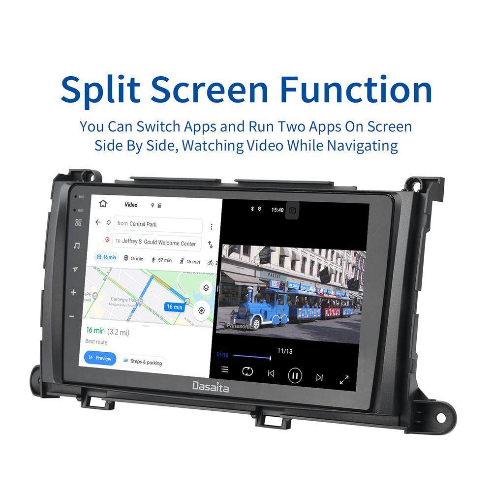 Dasaita 9" Multi Touch Screen 1 din Car Radio Android 10.0 for Toyota Sienna XL30 2011 2012 2013 2014 Bluetooth Carplay