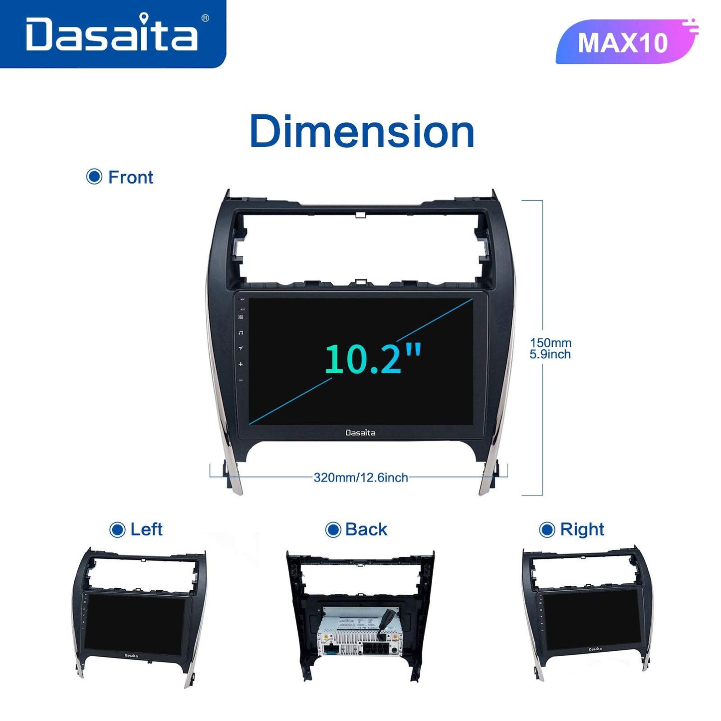 Dasaita MAX10 Toyota Camry 2012 2013 2014 Car Stereo 10.2 Inch Carplay Android Auto PX6 4G+64G Android10 1280*720 DSP AHD Radio