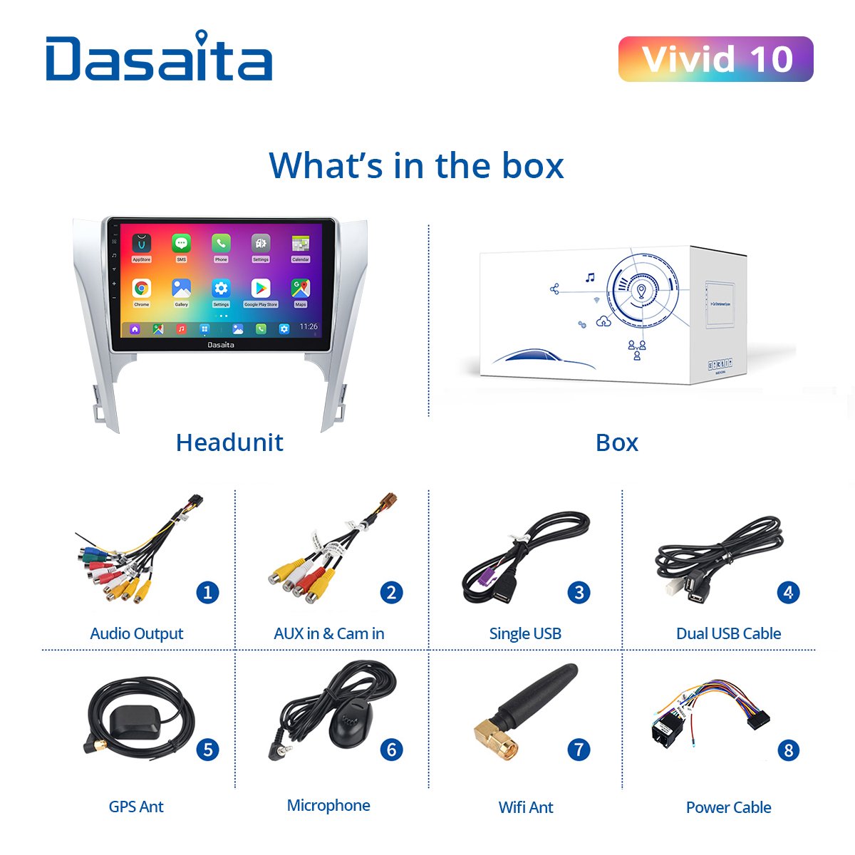 Dasaita Vivid For Toyota Camry 2012 2013 2014 Car Radio Android Auto Carplay 10.2" Touch Screen IPS 1280*720 4G RAM 64G ROM