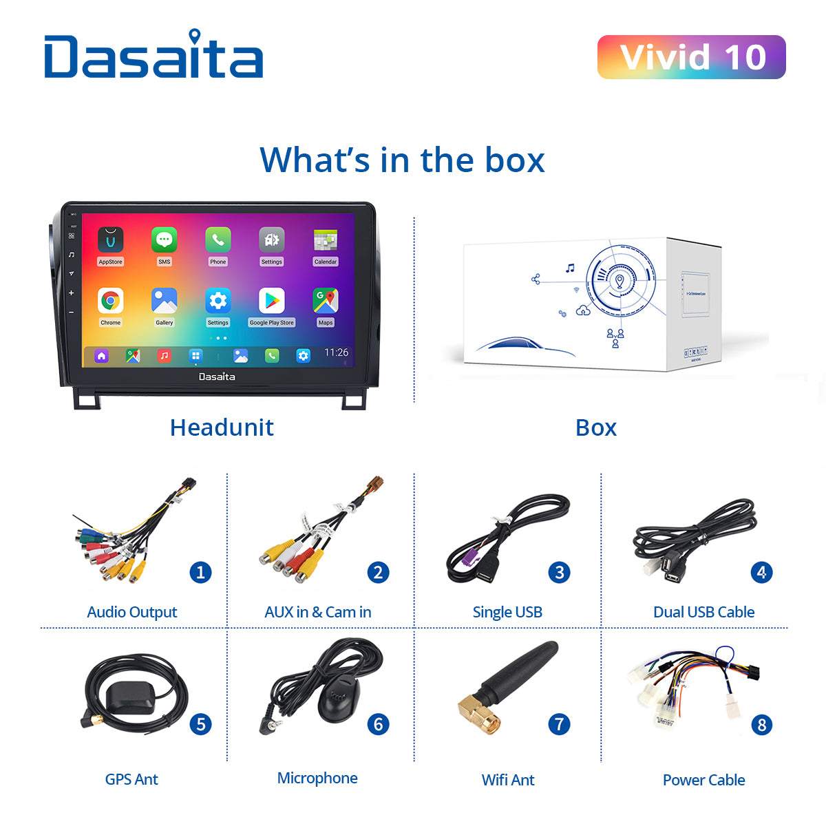 Dasaita Vivid11 Toyota Tundra Sequoia Car Stereo 10.2Inch Carplay Android Auto PX6 4G+64G Android11 1280*720 DSP AHD Radio