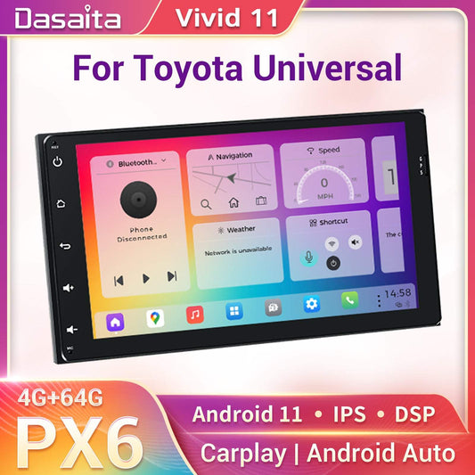 Dasaita Vivid10/Vivid11 Toyota Universal 2014-2022 Car Stereo 9 Inch Carplay Android Auto PX6 4G+64G Android10/Android11 1280*720 DSP AHD Radio