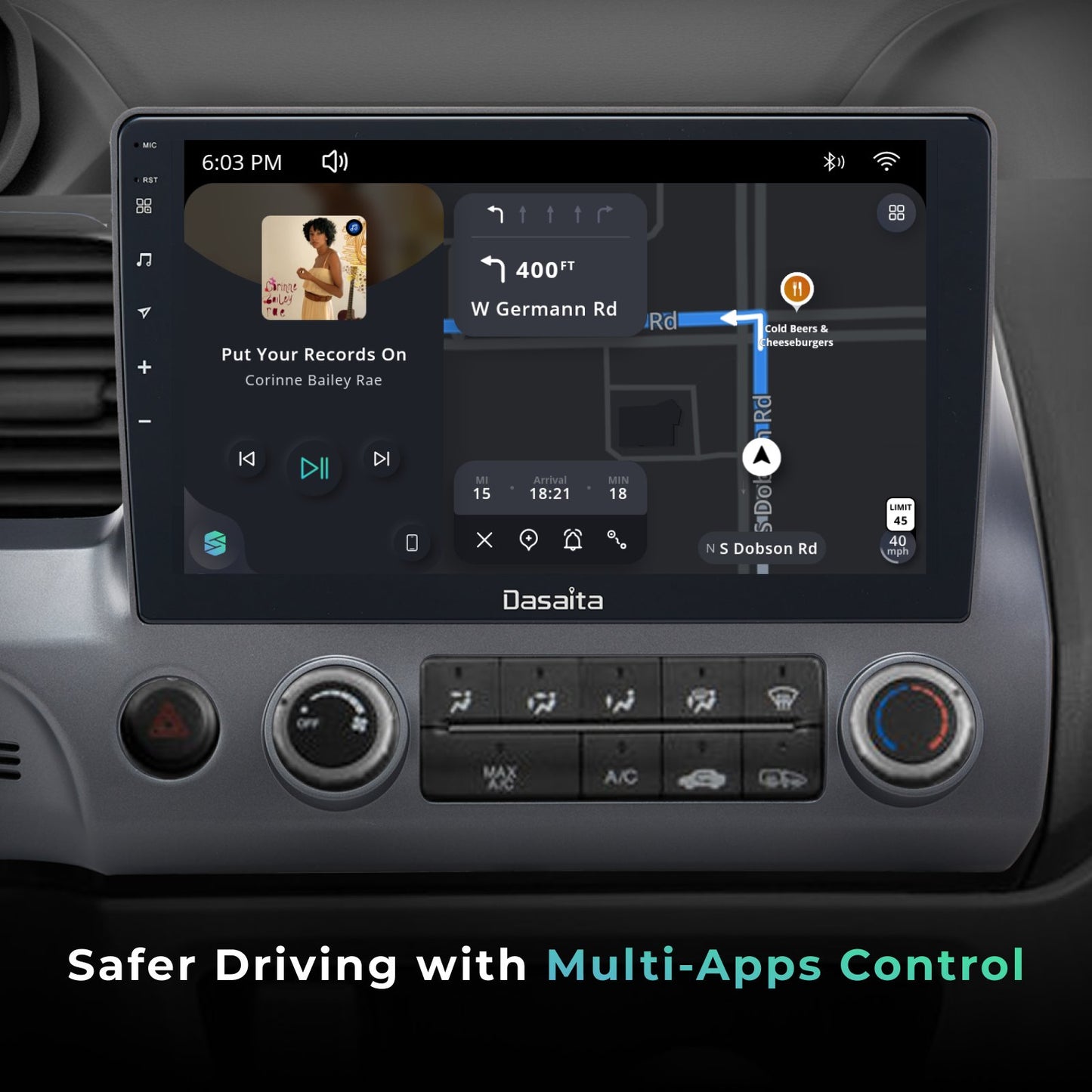 Dasaita Scout10 Honda Civic 2007 2008 2009 2010 2011 Car Stereo 10.2 Inch Carplay Android Auto PX6 4G+64G Android10 1280*720 DSP AHD Radio