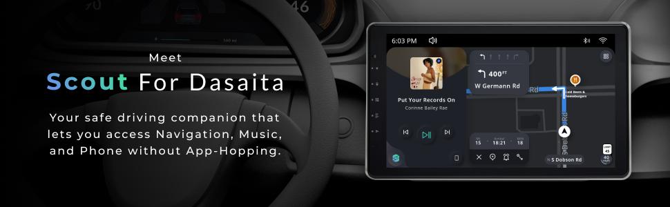 Dasaita Scout10 Double Din Car Stereo 13.3 Inch Carplay Android Auto PX6 4G+64G Android10 1920*1080 DSP AHD Radio
