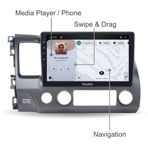 Dasaita Scout10 Honda Civic 2007 2008 2009 2010 2011 Car Stereo 10.2 Inch Carplay Android Auto PX6 4G+64G Android10 1280*720 DSP AHD Radio
