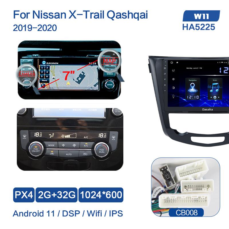 Dasaita (Outlets) W11 Nissan X-Trail Qashqai Rogue 2014 2015 2016 2017 2018 Car Stereo 10.2 Inch PX4 2G+32G Android11 1024*600 DSP AHD Radio