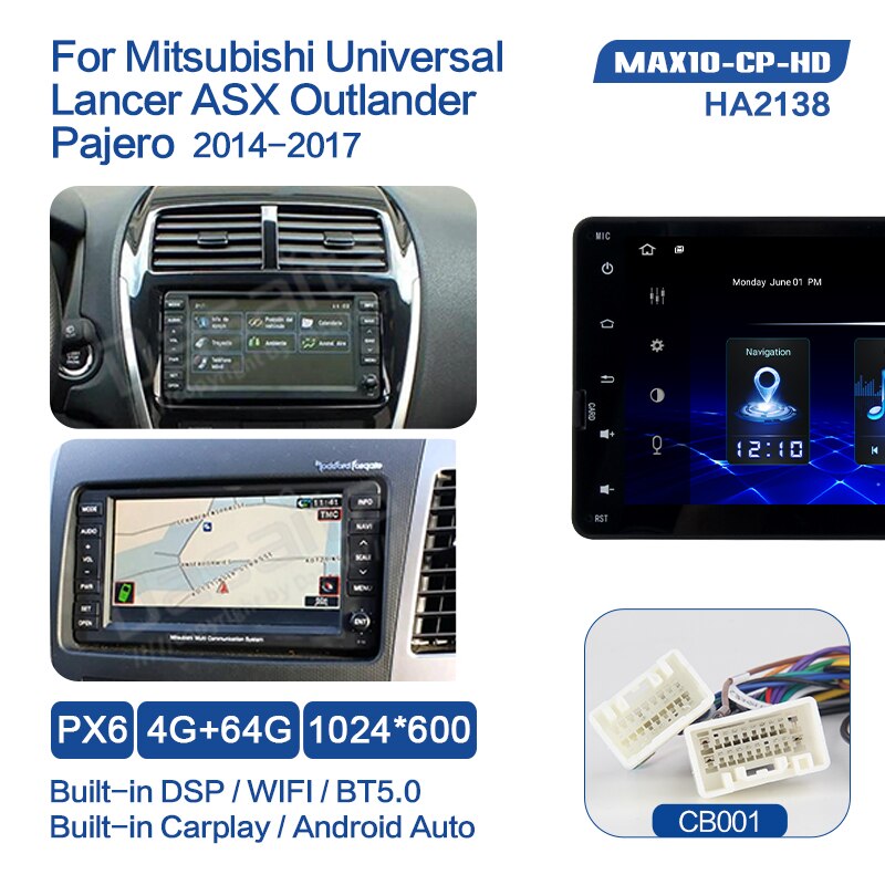 Dasaita MAX10 Android 10.0 universal 2 din Car Radio for Mitsubishi Lancer Outlander Pajero ASX triton GPS TDA7850 1024*600