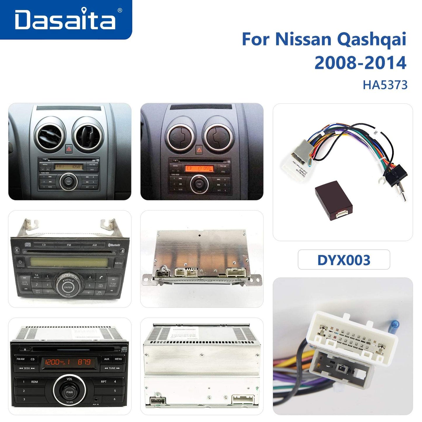 Dasaita Vivid11 Nissan Qashqai 2008 2009 2010 2011 2012 2013 2014 Car Stereo 9 Inch Carplay Android Auto PX6 4G+64G Android11 1280*720 DSP AHD Radio