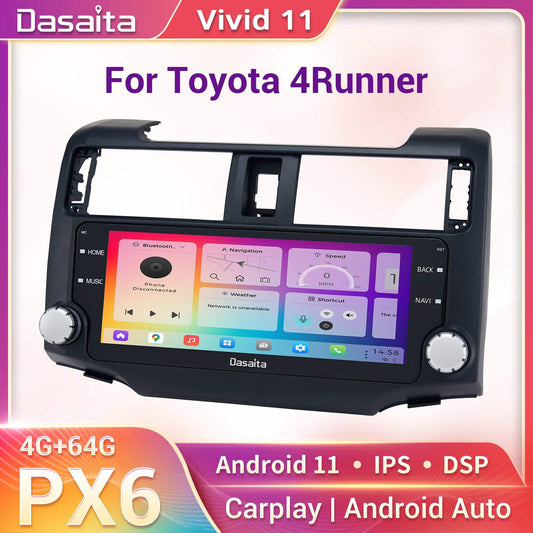 Dasaita Vivid11 Toyota 4Runner 2014 2015 2016 2017 2018 Car Stereo 10.25 Inch Carplay Android Auto PX6 4G+64G Android11 1280*480 DSP AHD Radio