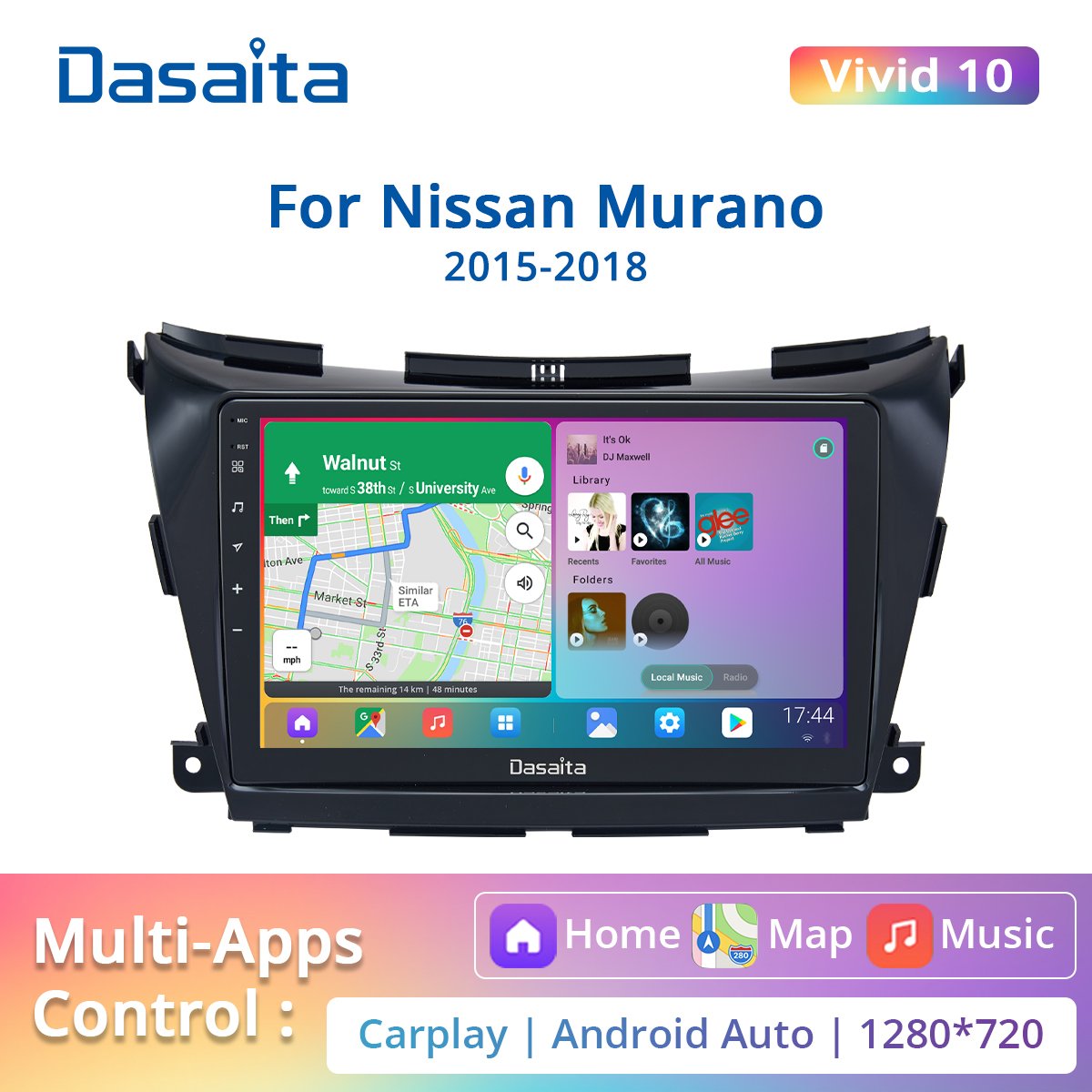 Dasaita 10.2" 1 Din Car Radio for Nissan Murano Z52 GPS 2015 2016 2017 2018 Android 10 GPS Navigation with DSP Carplay