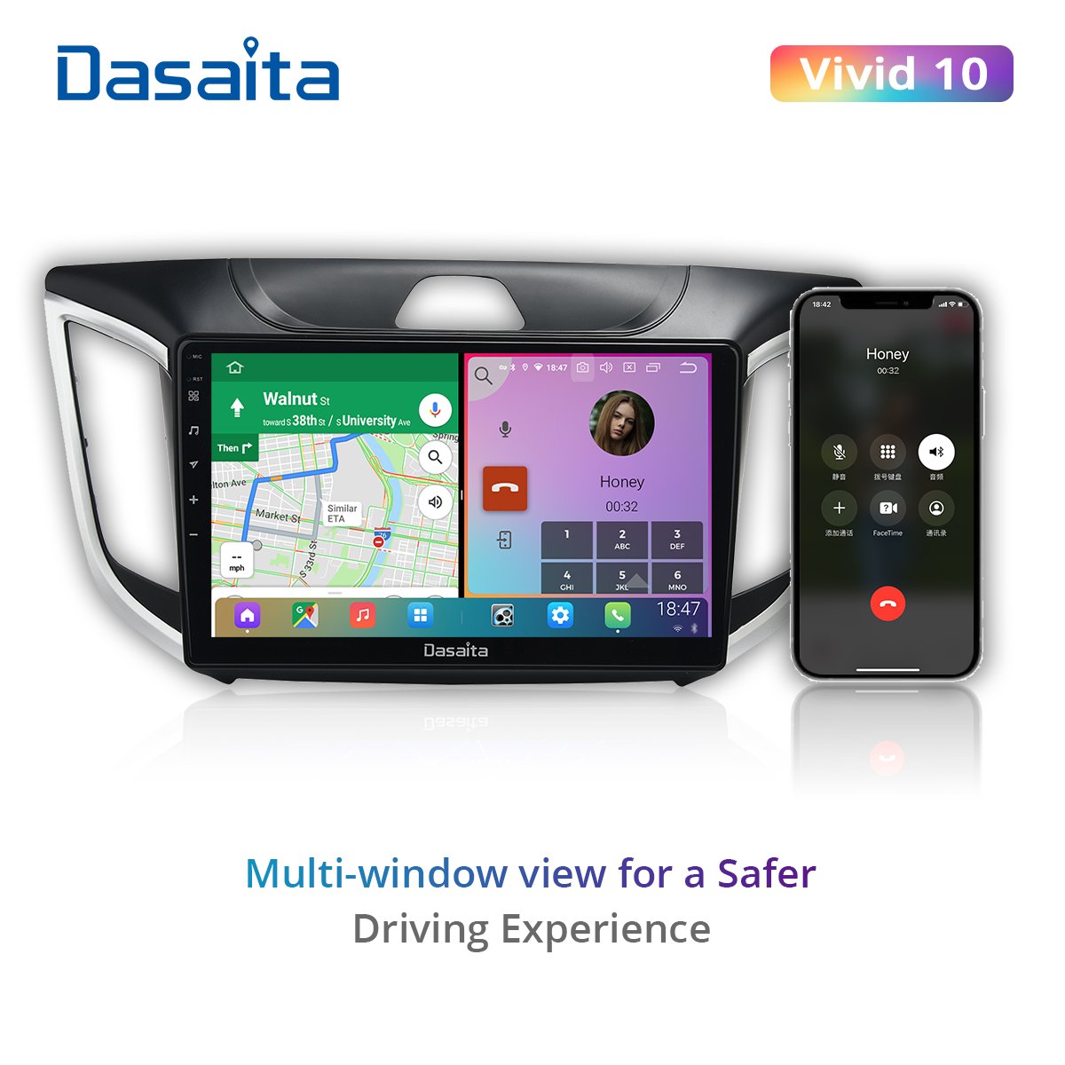 Dasaita for Hyundai IX25 Creta 2014-2020 Car Radio Stereo 10.2" IPS Android 10.0 Multi-Touch Screen Multimedia Navigator GPS DSP