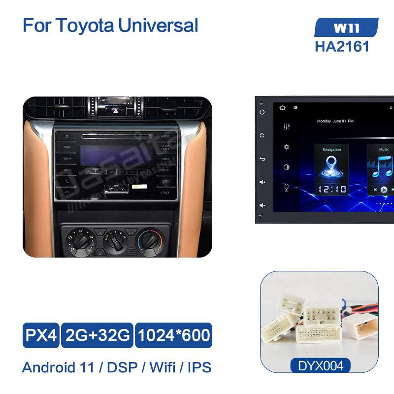 Dasaita (Outlets) W11 Toyota Universal 2014 2015 2016 2017 2018 2019 2020 2021 2022 Car Stereo 9 Inch PX4 2G+32G Android11 1024*600 DSP AHD Radio