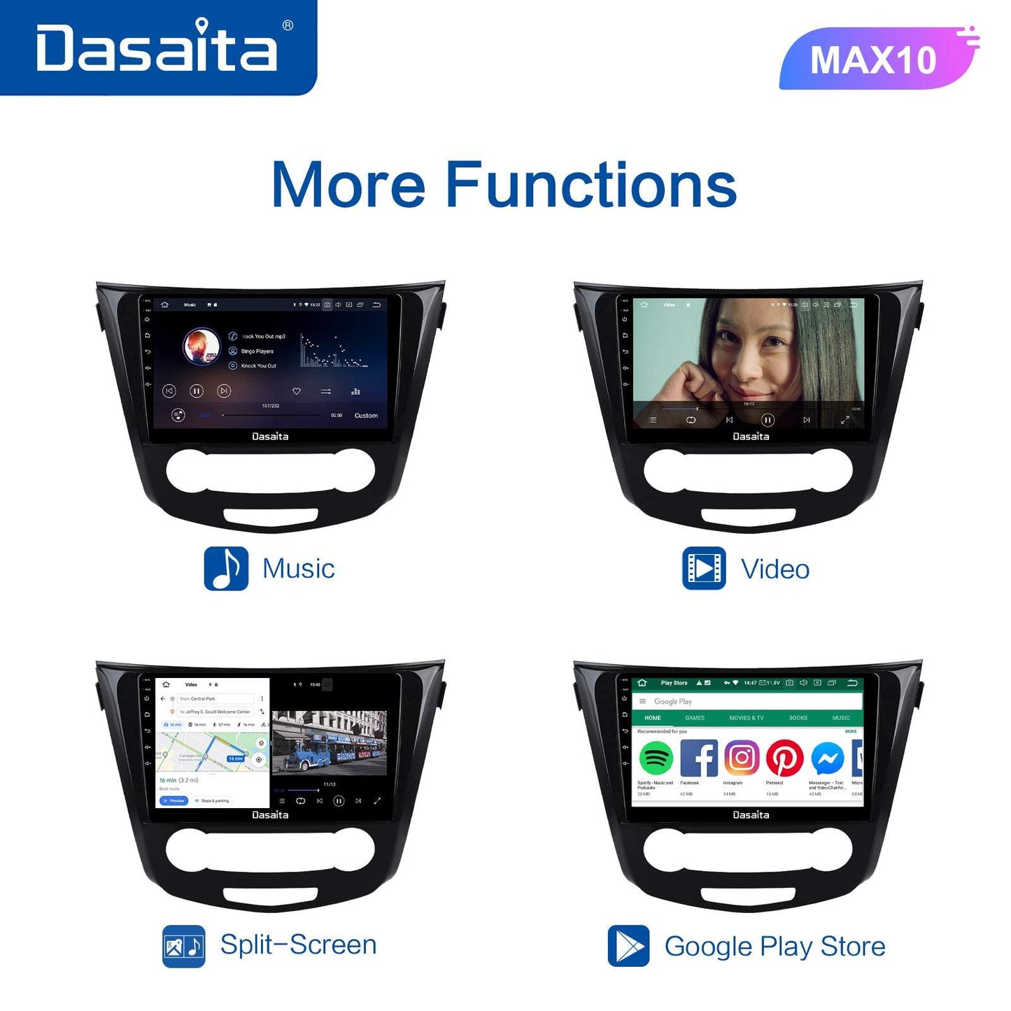 Dasaita MAX10 Nissan Qashqai 2014 2015 2016 2017 2018 Car Stereo 10.2 Inch Carplay Android Auto PX6 4G+64G Android10 1280*720 DSP AHD Radio