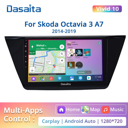 Dasaita Vivid for VW Tiguan 2017 2018 2019 Unit Car Radio Carplay Android Auto Video Player Navigation GPS 1280*720 4G 64G