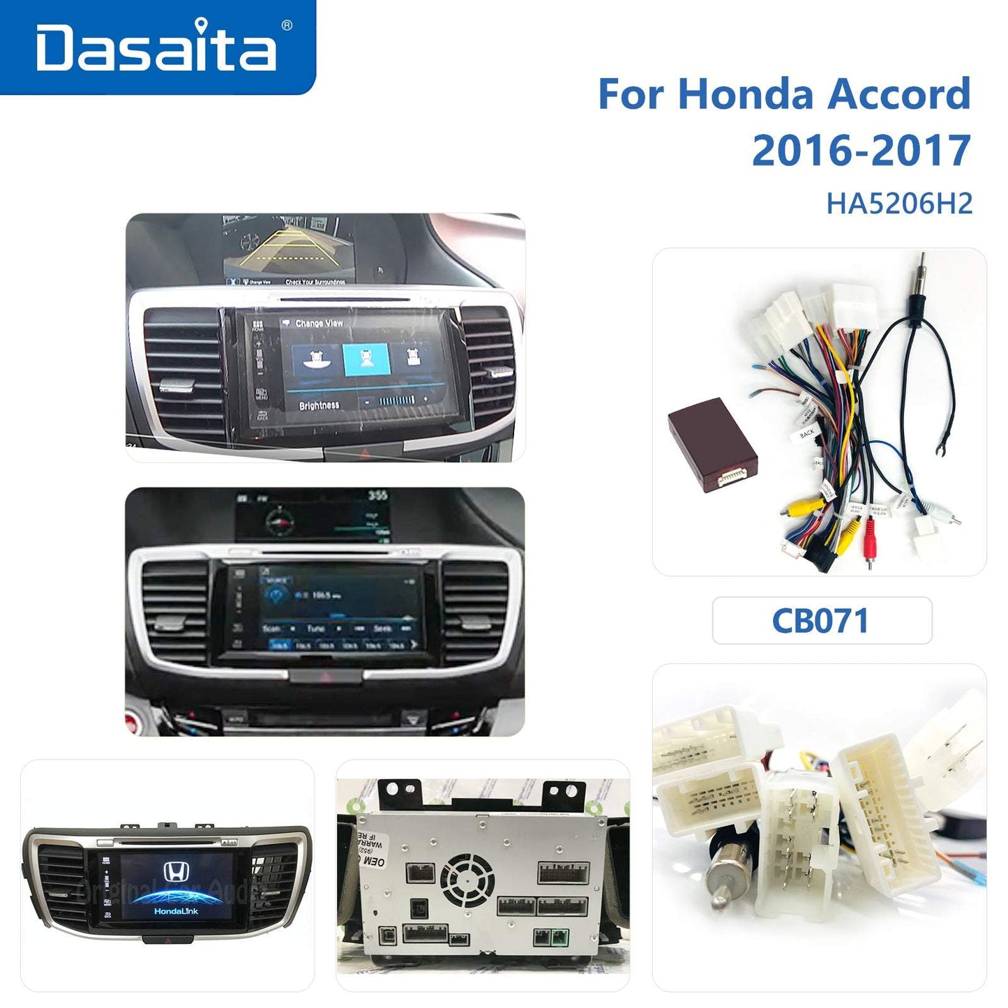 Dasaita Vivid11 Honda Accord 2013 2014 2015 2016 2017 Car Stereo 10.2" Carplay Android Auto 4G+64G Android11 PX6 1280*720 DSP AHD Radio