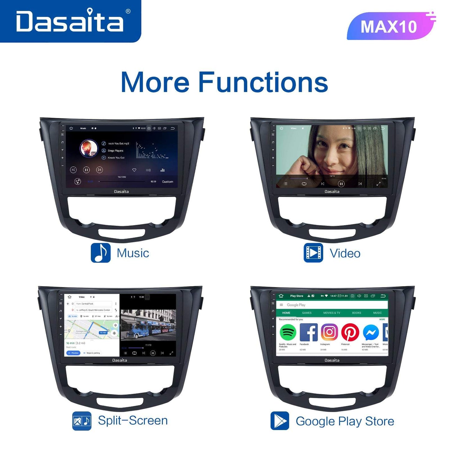 Dasaita MAX11 Nissan X-Trail Qashqai 2014 2015 2016 2017 2018 2019 2020 Car Stereo 10.2 Inch Carplay Android Auto 4G+64G Android11 1280*720 DSP Radio