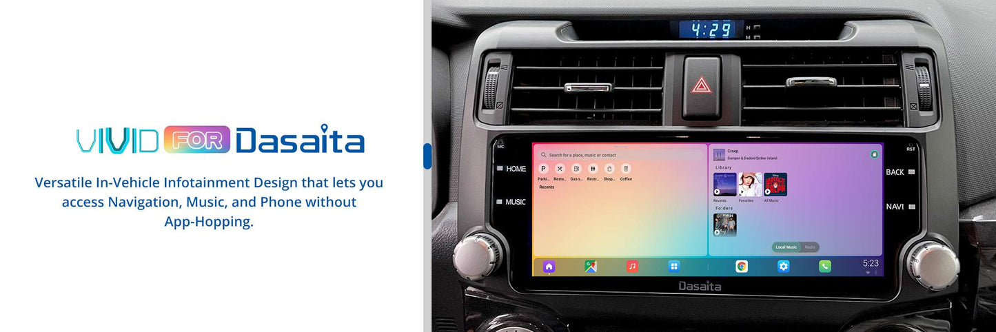 Dasaita Vivid11 Toyota 4Runner 2014 2015 2016 2017 2018 Car Stereo 10.25 Inch Carplay Android Auto PX6 4G+64G Android11 1280*480 DSP AHD Radio