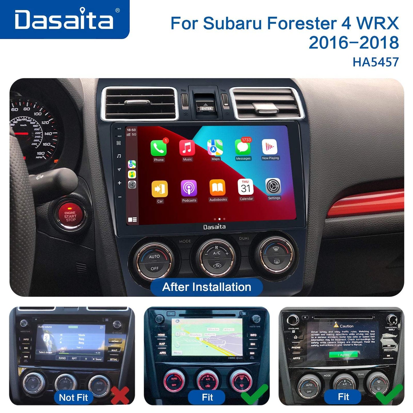 Dasaita Vivid11 Subaru Forester 4 WRX 2016 2017 2018 Car Stereo 9Inch Carplay Android Auto PX6 4G+64G Android11 1280*720 DSP AHD Radio