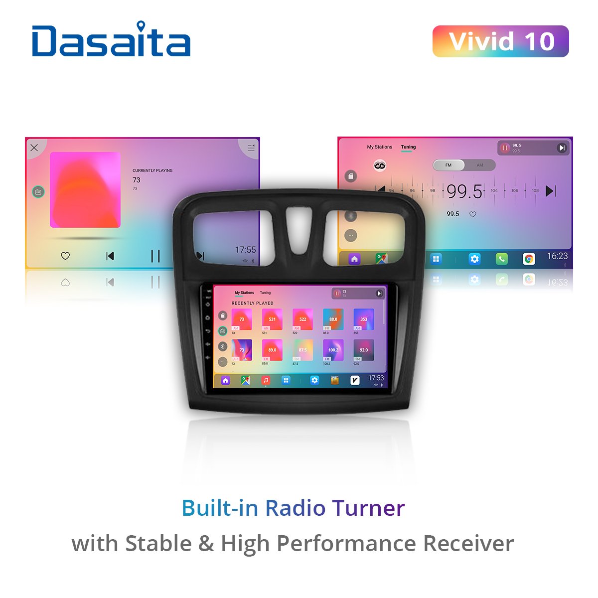 Dasaita 9" 1 Din Car Radio for Renault Logan 2014-2019 GPS Navigation with Carplay Android Auto DSP Android 10.0 1280*720