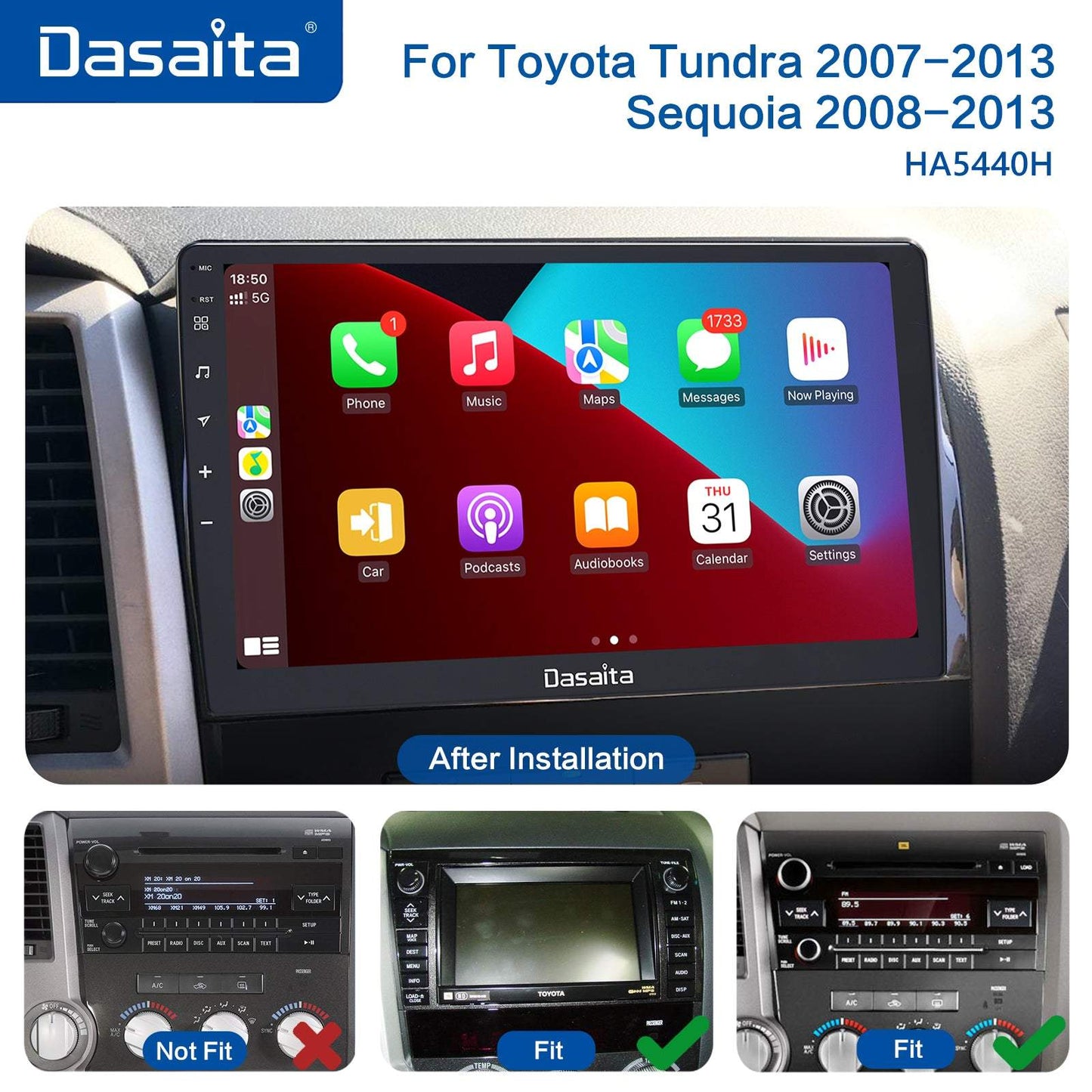 Dasaita Vivid11 Toyota Tundra Sequoia Car Stereo 10.2Inch Carplay Android Auto PX6 4G+64G Android11 1280*720 DSP AHD Radio