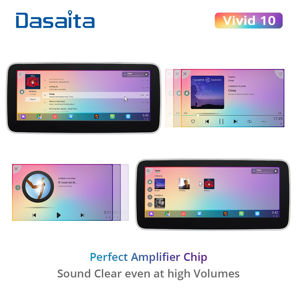 Dasaita Vivid 10.25" Android 10 Car Stereo Single 1 Din Radio GPS DSP IPS with Apple Carplay Android Auto Rotatable Detachable