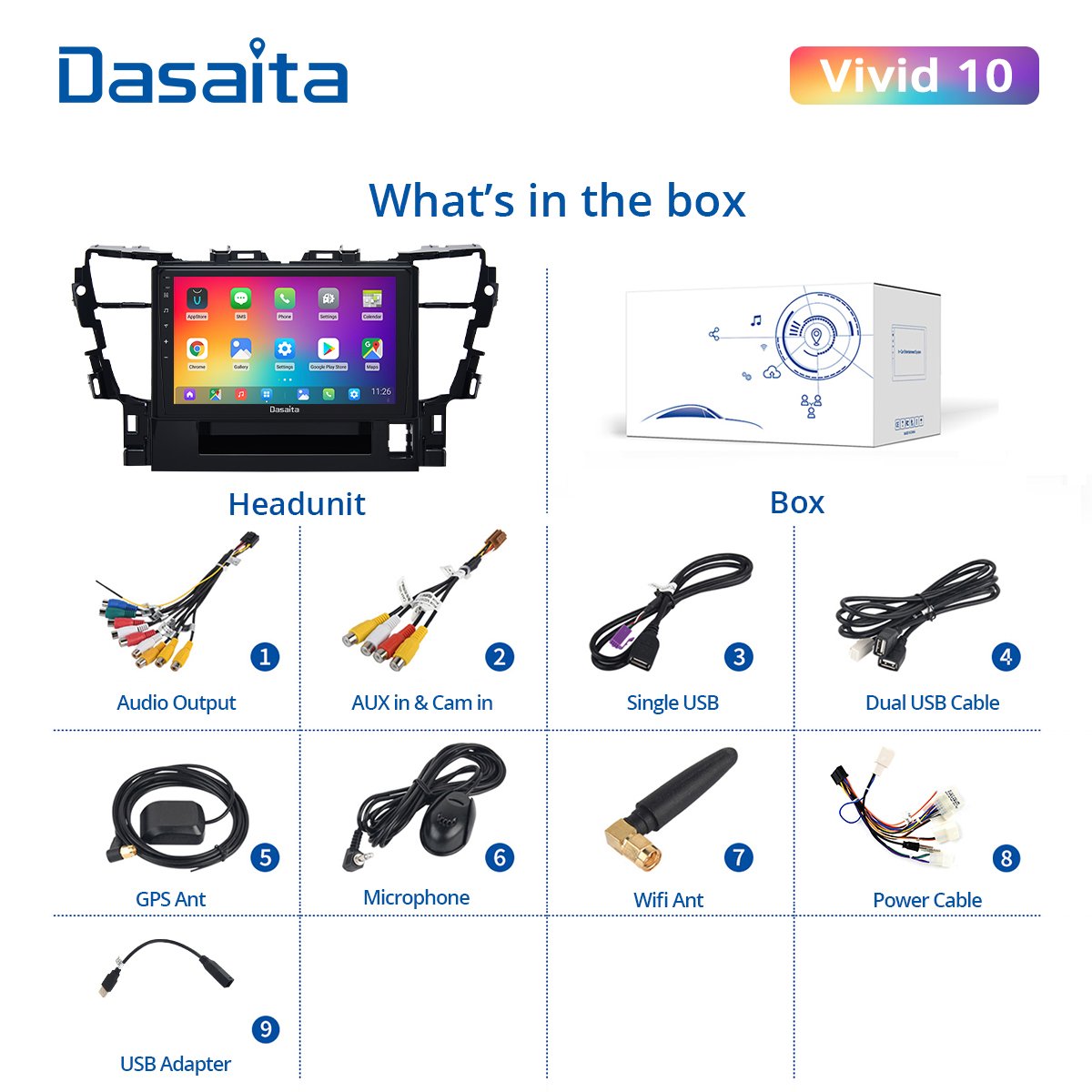 Dasaita 10.2" Android 10 Car Radio Multimedia Video player for Toyota Alphard Radio 2015 2016 2017 2018 2019 2020 stereo DSP GPS