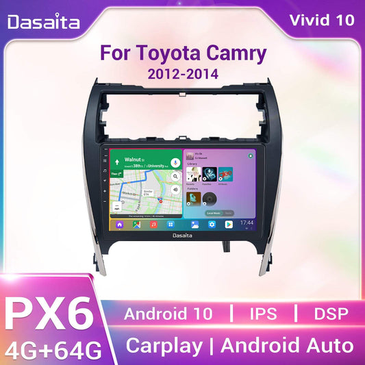 Dasaita Vivid10 Toyota Camry 2012 2013 2014 Car Stereo 10.2 Inch Carplay Android Auto PX6 4G+64G Android10 1280*720 DSP AHD Radio