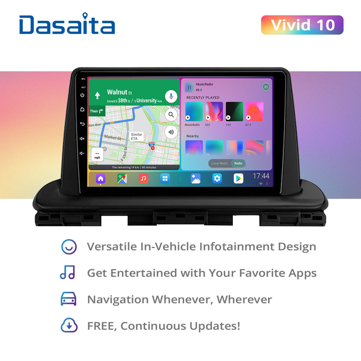 Dasaita Vivid For Kia Cerato 4 IV 2018 2019 2020 2021 Car Radio Android GPS Navigation Carplay Android Auto 1280*720 IPS BT5.0