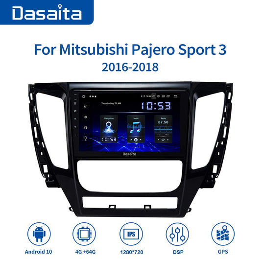 Dasaita Android 10.0 Car Multimedia 9" HD Touch Screen For Mitsubishi Pajero Sport 2017 Bluetooth 4GB RAM TDA7850