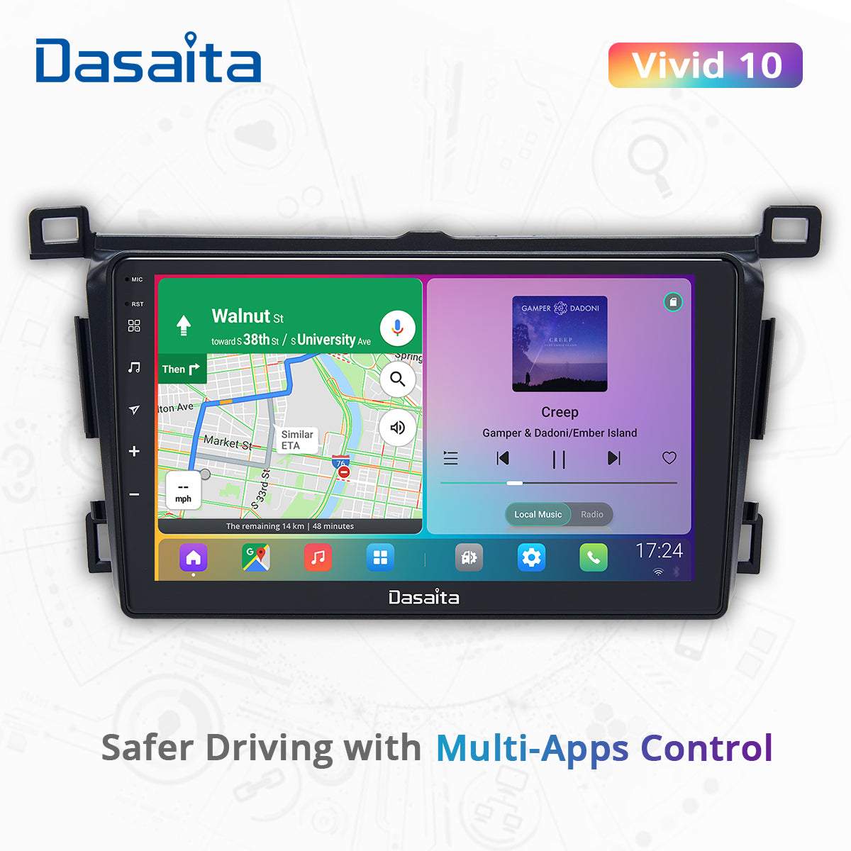Dasaita Vivid11 Toyota RAV4 2012 2013 2014 2015 2016 2017 Car Stereo 9 Inch Carplay Android Auto PX6 4G+64G Android11 1280*720 DSP AHD Radio