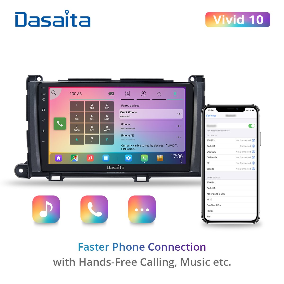 Dasaita Vivid For Toyota Sienna 2011 2012 2013 2014 Car stereo Android Carplay Android Auto 9" Touch Screen IPS 1280*720 4G 64G