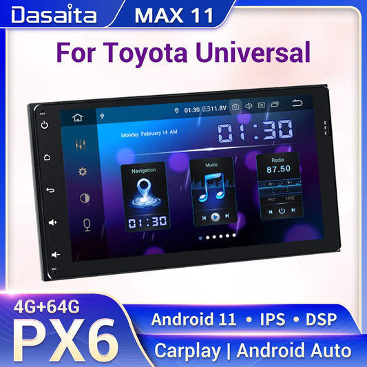 Dasaita MAX11 Toyota Universal/Sienna Single Din Car Stereo 9 Inch Carplay Android Auto PX6 4G+64G Android11 1280*720 DSP AHD Radio