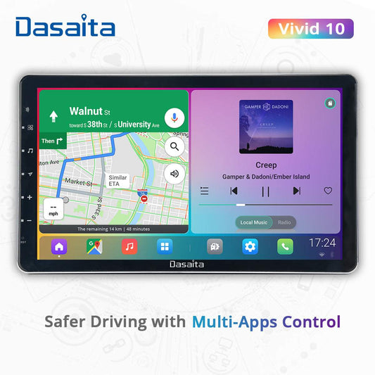 Dasaita Vivid11 Universal Double Din Car Stereo 13.3Inch Carplay Android Auto PX6 4G+64G Android11 1920*1080 DSP AHD Radio