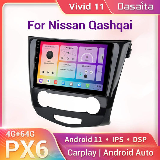 Dasaita Vivid11 Nissan Qashqai 2014 2015 2016 2017 2018 Car Stereo 10.2 Inch Carplay Android Auto PX6 4G+64G Android11 1280*720 DSP AHD Radio