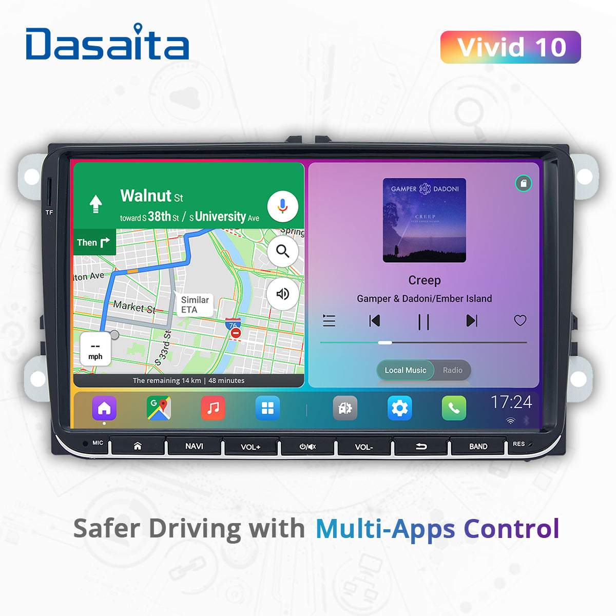 Dasaita Vivid11 9 inch for VW Polo Golf Tiguan Universal Car Stereo IPS 4G RAM 64G ROM Amplifier Apple Carplay Spotify