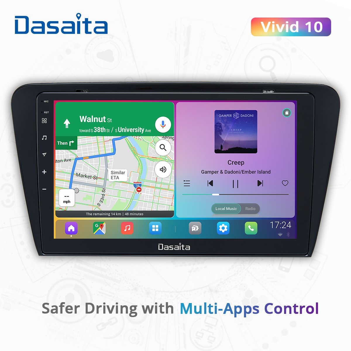Dasaita Vivid For Skoda Octavia 3 A7 2014 2015 2016 2017 2018 2019 Car stereo 1 din android Apple Carplay Android Auto 4G 64G