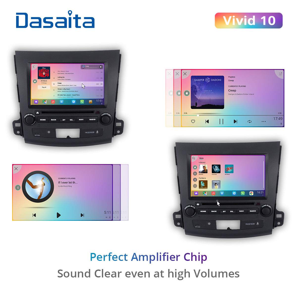 Dasaita Vivid10 For Mitsubishi Outlander 2007 2008 2009 2010 2011 2012 2013  Car Stereo Apple Carplay Android Auto Touch Screen 4G+64G DSP Radio