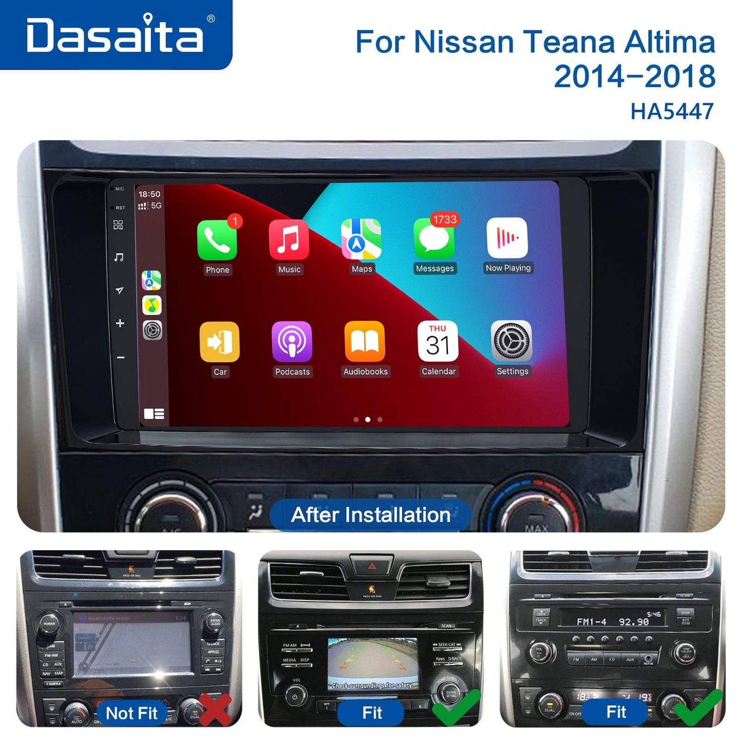 Dasaita Vivid11 Nissan Teana Altima 2014 2015 2016 2017 2018 Car Stereo 9 Inch Carplay Android Auto PX6 4G+64G Android11 1280*720 DSP AHD Radio