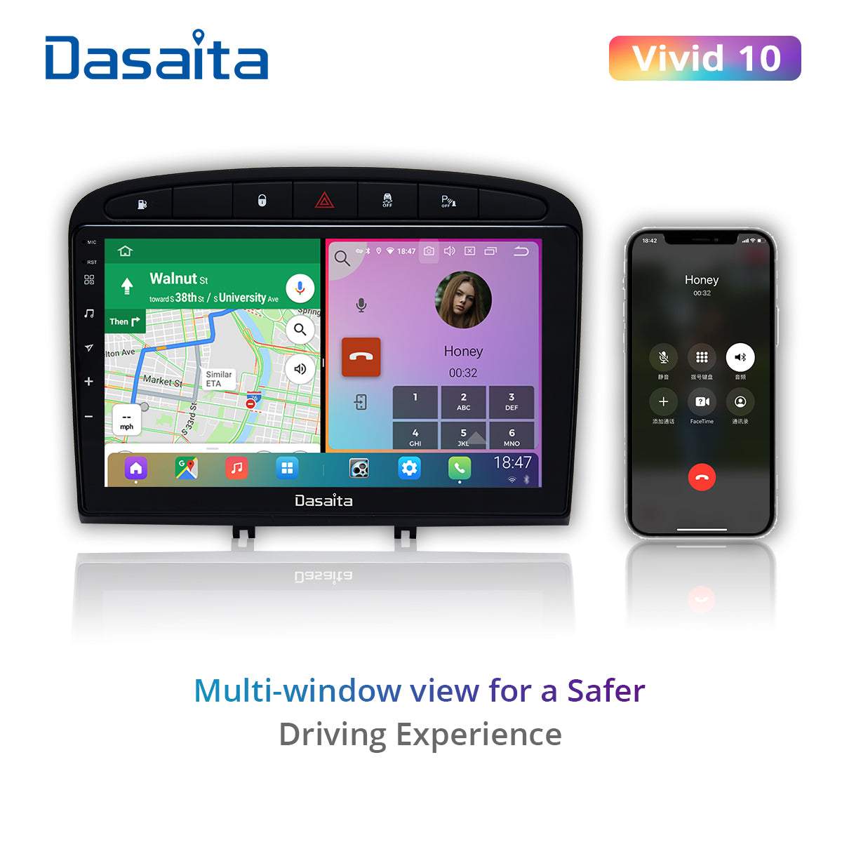 Dasaita Vivid10 For Peugeot 408 308 308SW 2012 2013 2014 2015 2016 2017 2018 2019 2020 Car Stereo Apple Carplay Android Auto IPS 9" 4G+64G Radio