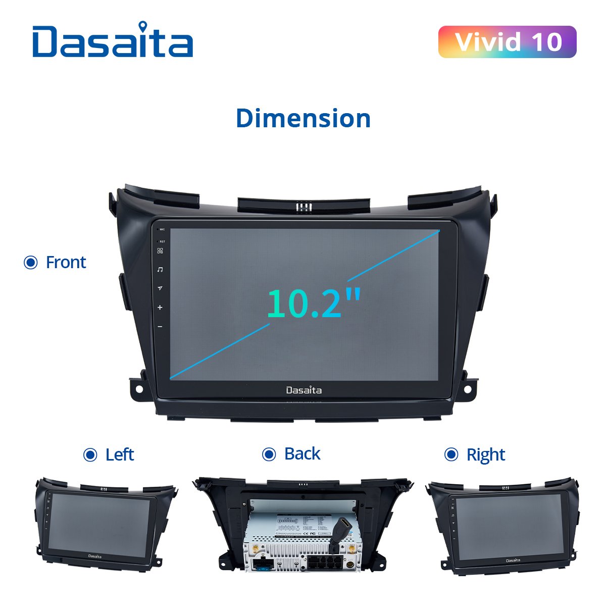 Dasaita 10.2" 1 Din Car Radio for Nissan Murano Z52 GPS 2015 2016 2017 2018 Android 10 GPS Navigation with DSP Carplay