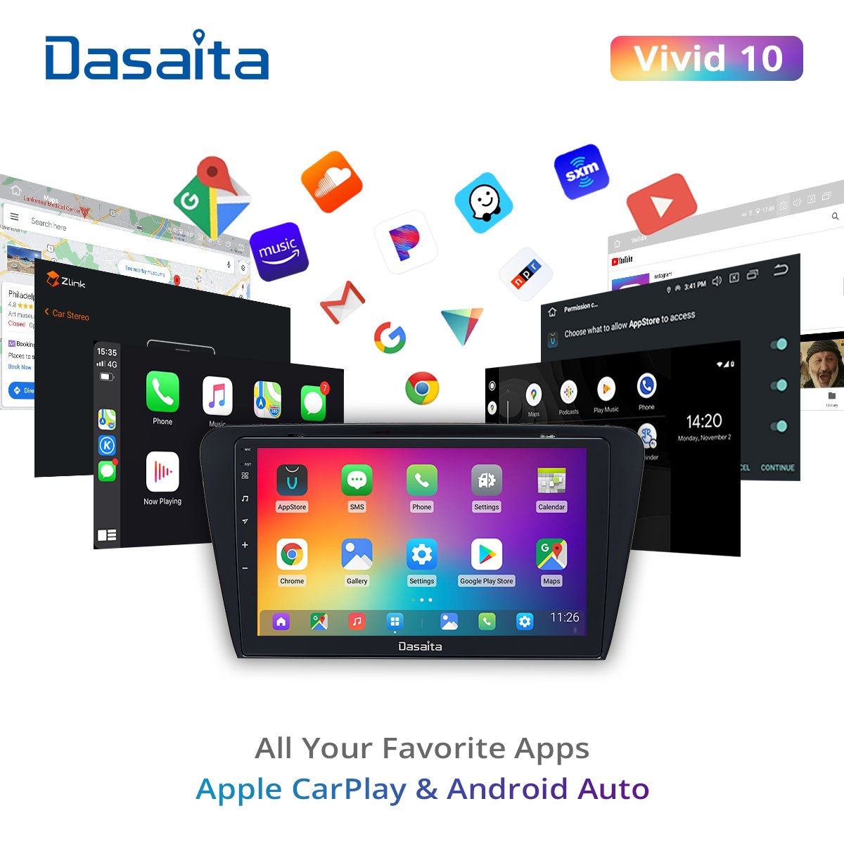 Dasaita Vivid For Skoda Octavia 3 A7 2014 2015 2016 2017 2018 2019 Car stereo 1 din android Apple Carplay Android Auto 4G 64G