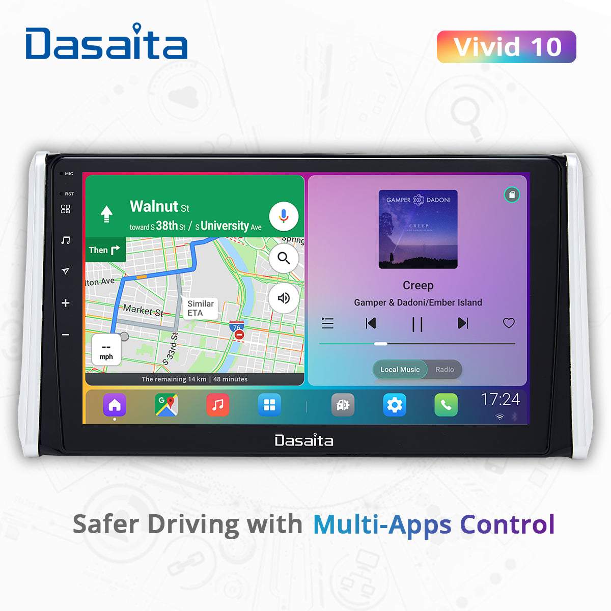 Dasaita Vivid11 Toyota RAV4 2019 2020 2021 Car Stereo 10.2 Inch Carplay Android Auto PX6 4G+64G Android11 1280*720 DSP AHD Radio