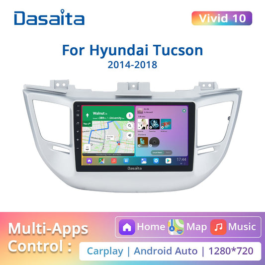 Dasaita Vivid for Hyundai Tucson 2014-2018 Car Radio 1 Din Android 10.0 Carplay Auto 1280*720 Multimedia Head Unit 4G 64G BT 5.0