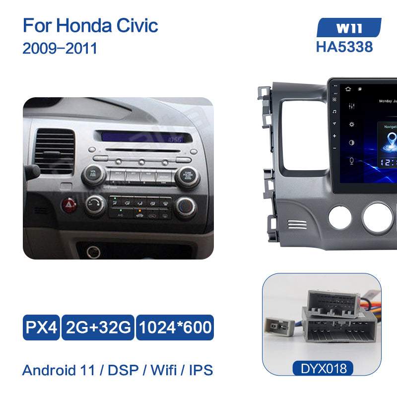 Dasaita (Outlets) W11 Honda Civic 2007 2008 2009 2010 2011 Car Stereo 10.2 Inch PX4 2G+32G Android11 1024*600 DSP AHD Radio