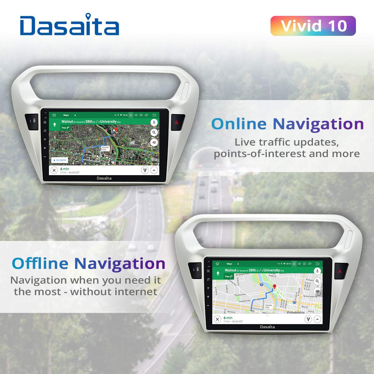 Dasaita Vivid10 For Peugeot 301 2014 2015 2016 Car Stereo Apple Carplay Android Auto Touch Screen 4G 64G DSP 30EQ Radio