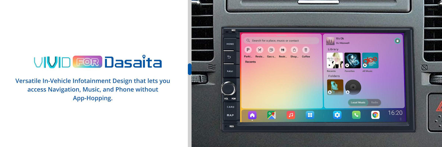 Dasaita Vivid11 Universal Double Din Car Stereo 7 Inch Carplay Android Auto PX6 4G+64G Android11 1024*600 DSP AHD Radio