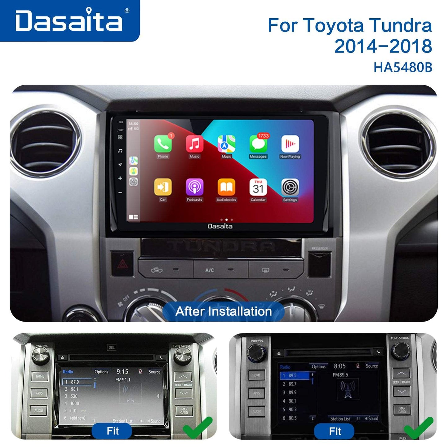 Dasaita MAX11 Toyota Tundra 2014 2015 2016 2017 2018 Car Stereo 9 Inch Carplay Android Auto PX6 4G+64G Android11 1280*720 DSP AHD Radio