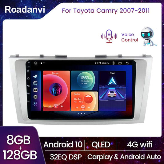 Roadanvi F10 for Toyota Camry 2007 2008 2009 2010 2011 Car Radio 9 inch IPS Screen Android Auto Apple Carplay AI Voice Control 5G Wifi 1280*720 Audio